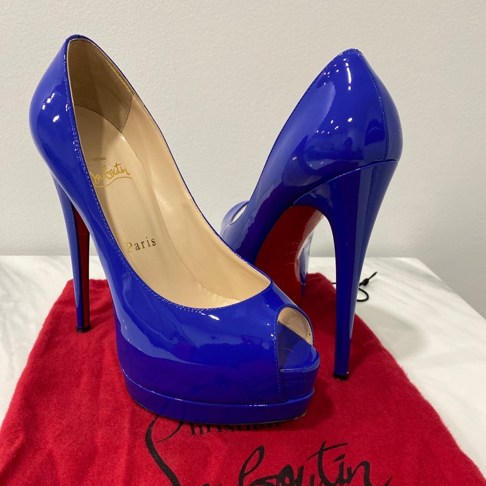 Louboutin Blue Patent Leather Palais Royal Pumps